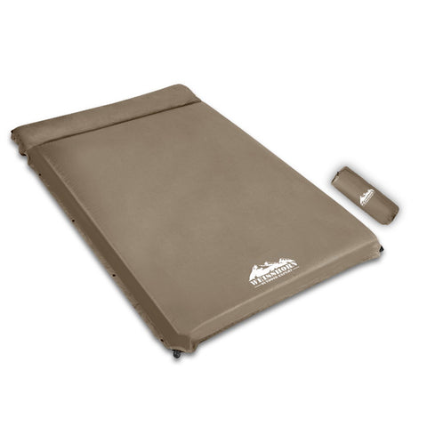 Image of Weisshorn Double Size Self Inflating Mattress Mat 10CM Thick   Coffee