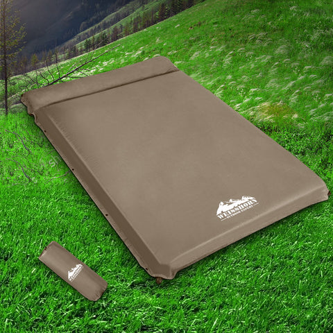 Image of Weisshorn Double Size Self Inflating Mattress Mat 10CM Thick   Coffee
