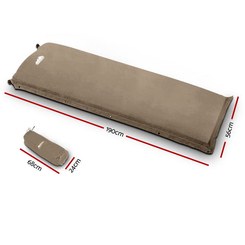 Image of Weisshorn Single Size Self Inflating Matress Mat Joinable 10CM Thick  Coffee