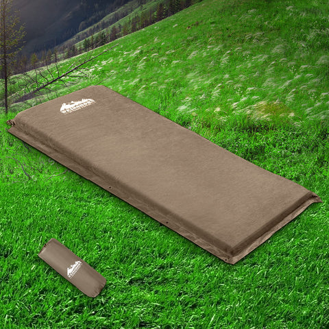 Image of Weisshorn Single Size Self Inflating Matress Mat Joinable 10CM Thick  Coffee