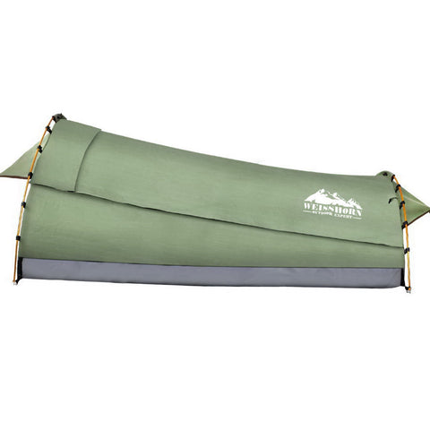 Image of Weisshorn Double Swag Camping Swags Canvas Tent Deluxe Celadon With Mattress