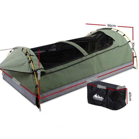 Image of Weisshorn Swags King Single Camping Swag Canvas Tent Deluxe With Mattress