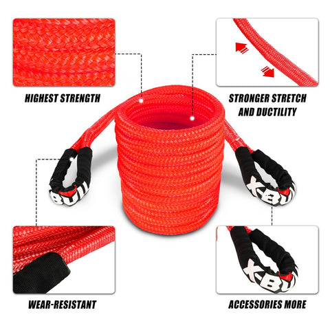 Image of X-BULL Kinetic Rope 25mm x 9m Snatch Strap Recovery Kit Dyneema Tow Winch