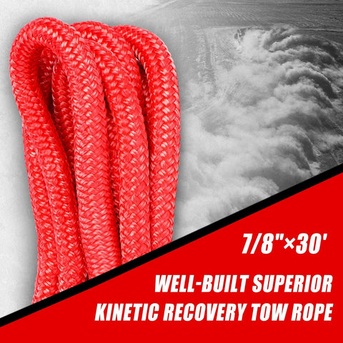 Image of X-BULL Kinetic Rope 22mm x 9m Snatch Strap Recovery Kit Dyneema Tow Winch