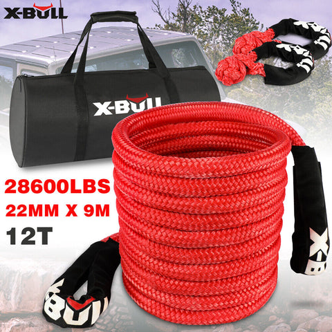 Image of X-BULL Kinetic Rope 22mm x 9m Snatch Strap Recovery Kit Dyneema Tow Winch