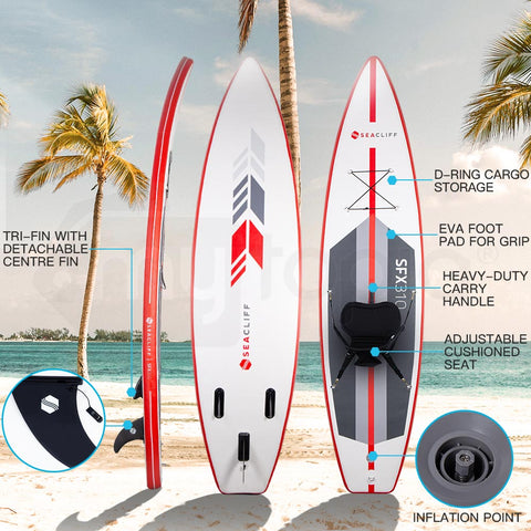 Image of SEACLIFF Stand Up Paddle Board - Inflatable SUP Surf Kayak Paddleboard Race